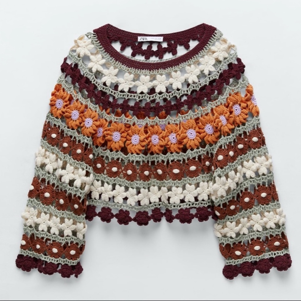 Zara Colorful Floral Crochet Top